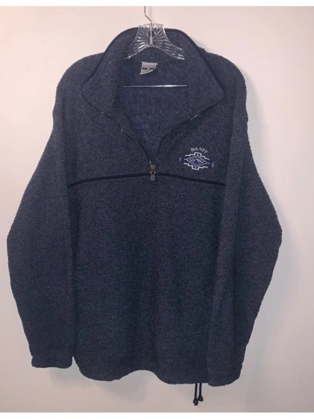 Vintage Cityscape Banff Fuzzy 1/2 Zip Pullover Sweater L